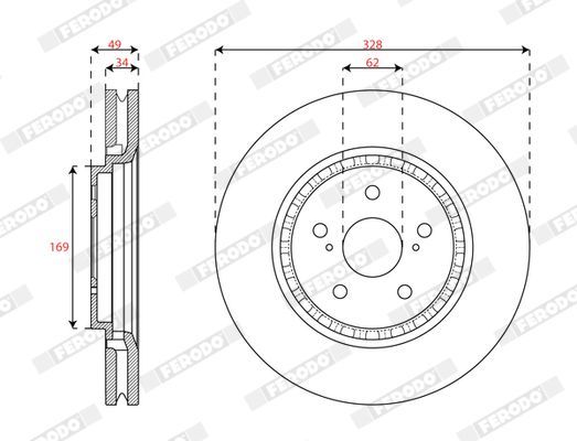Stabdžių diskas FERODO DDF3063C