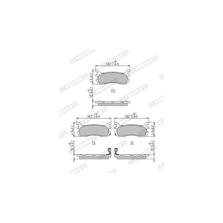 Stabdžių trinkelių rinkinys, diskinis stabdys FERODO FDB1012