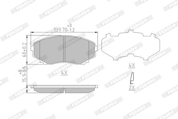 Stabdžių trinkelių rinkinys, diskinis stabdys FERODO FDB1757