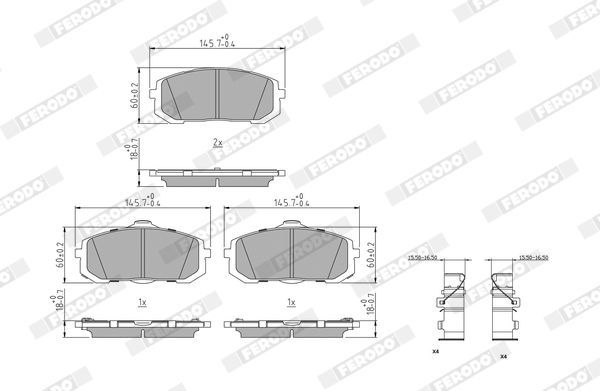 Stabdžių trinkelių rinkinys, diskinis stabdys FERODO FDB5424