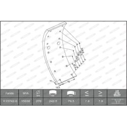 Stabdžių antdėklo rinkinys, būgninis stabdys FERODO K15742.0-F3549
