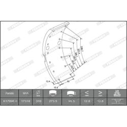 Stabdžių antdėklo rinkinys, būgninis stabdys FERODO K17096.1-F3653