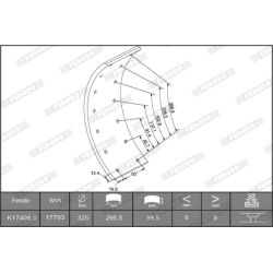 Stabdžių antdėklo rinkinys, būgninis stabdys FERODO K17408.1-F3653