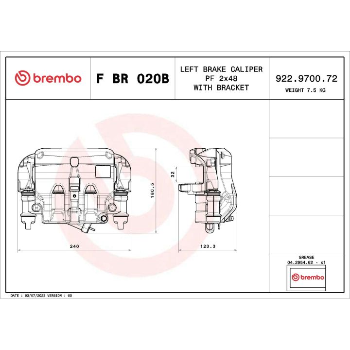 Stabdžių apkaba BREMBO F BR 020B