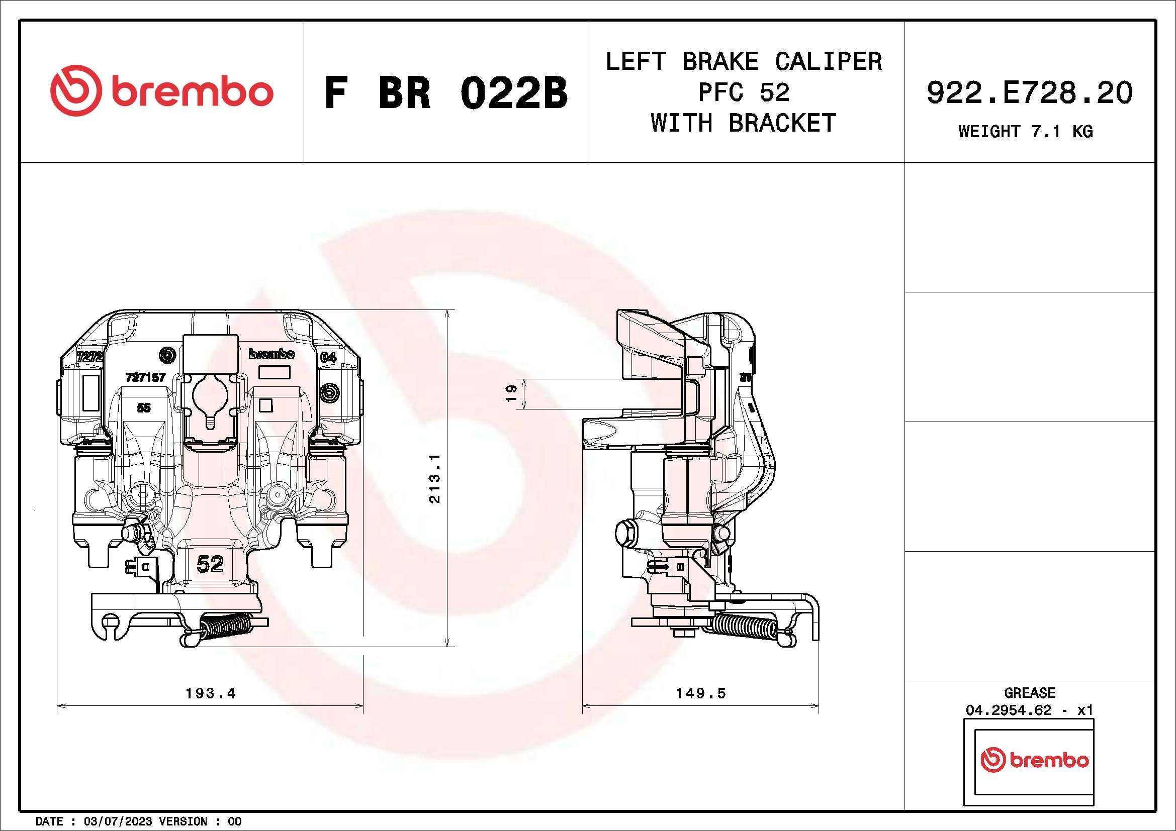 Stabdžių apkaba BREMBO F BR 022B