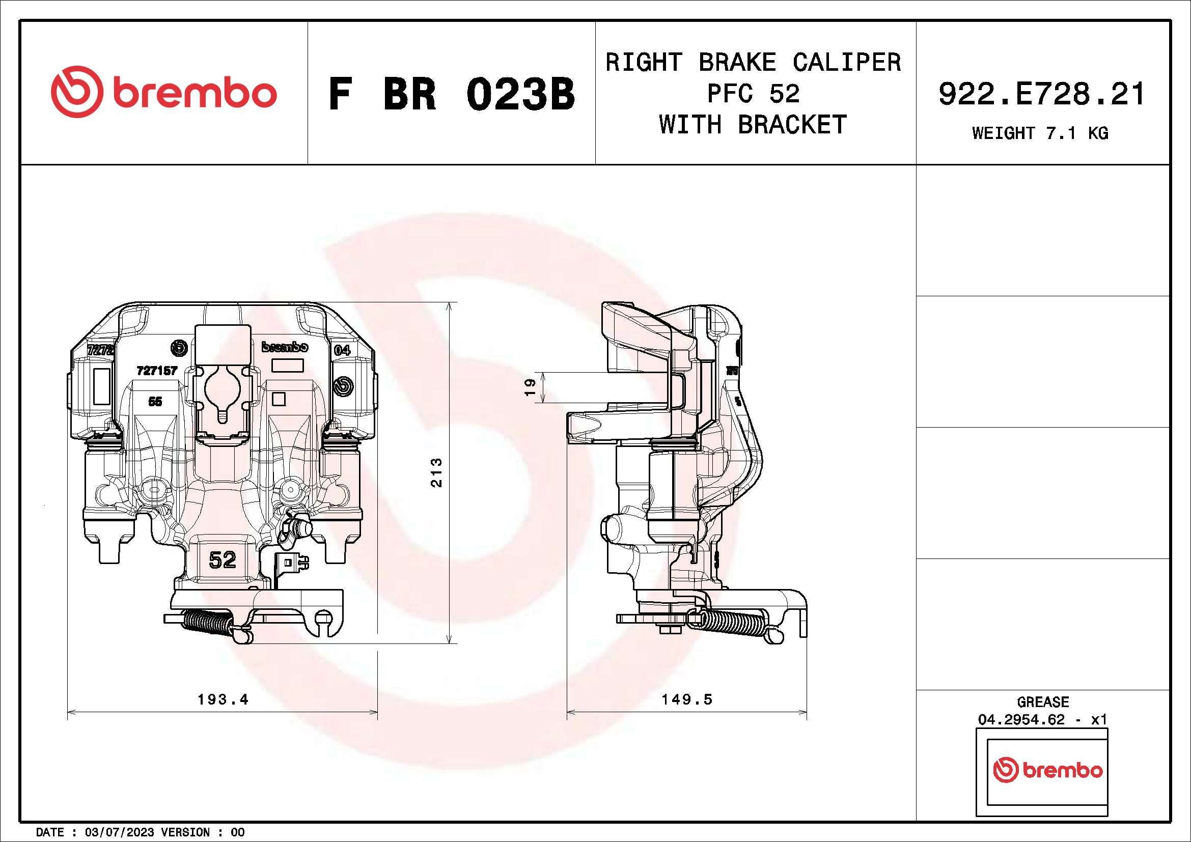 Stabdžių apkaba BREMBO F BR 023B
