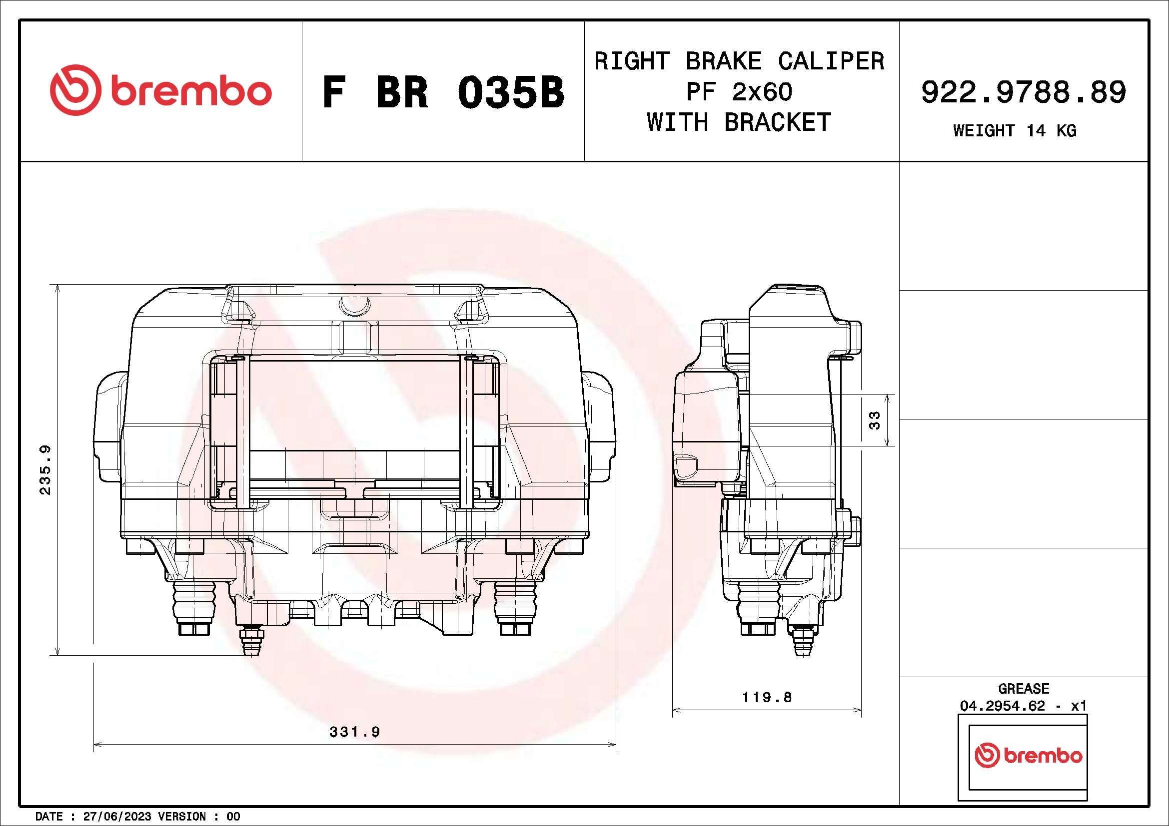 Stabdžių apkaba BREMBO F BR 035B