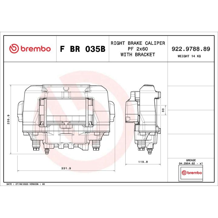 Stabdžių apkaba BREMBO F BR 035B