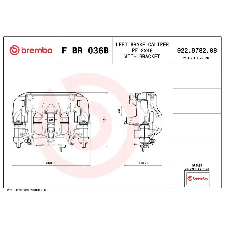 Stabdžių apkaba BREMBO F BR 036B