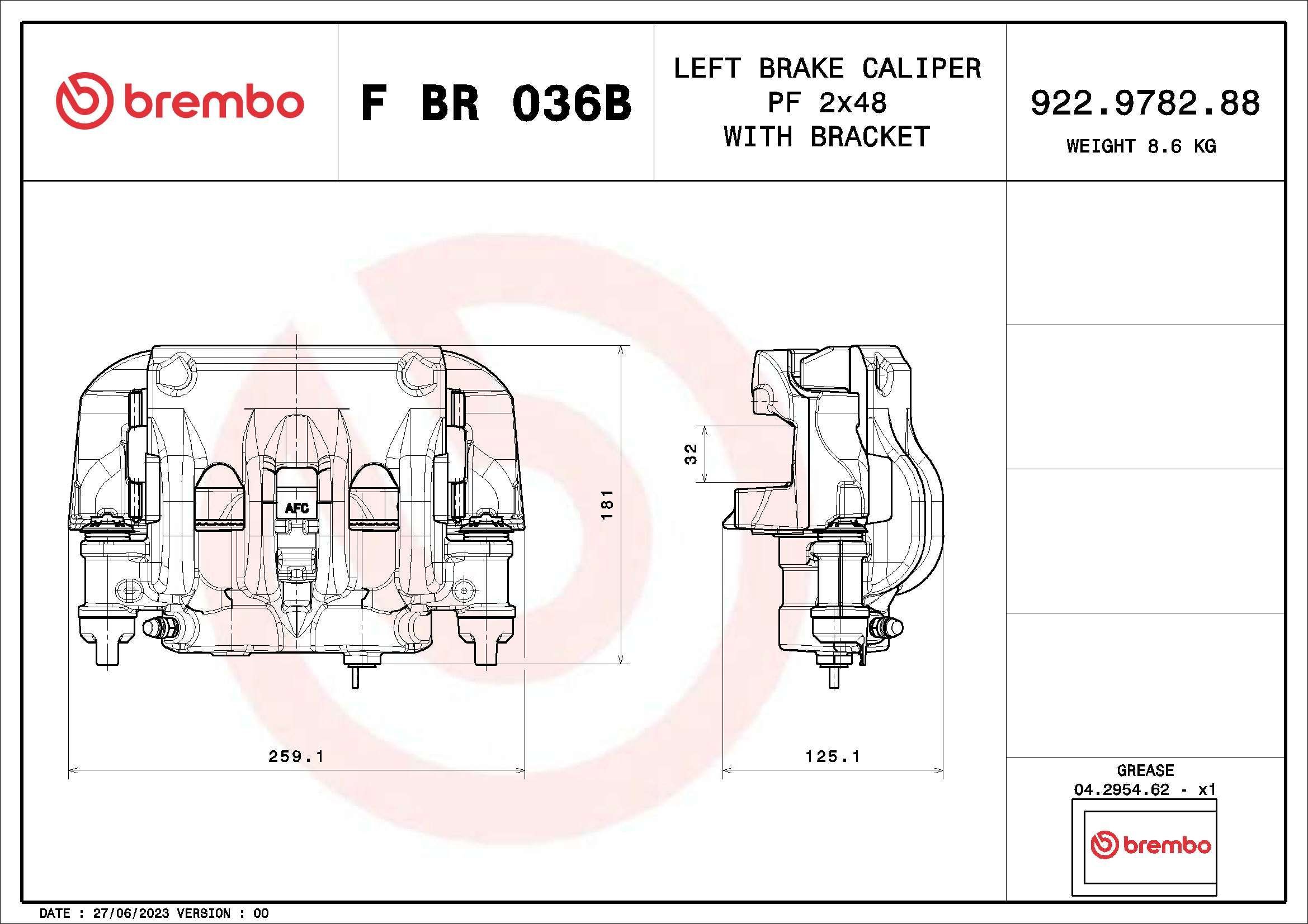 Stabdžių apkaba BREMBO F BR 036B
