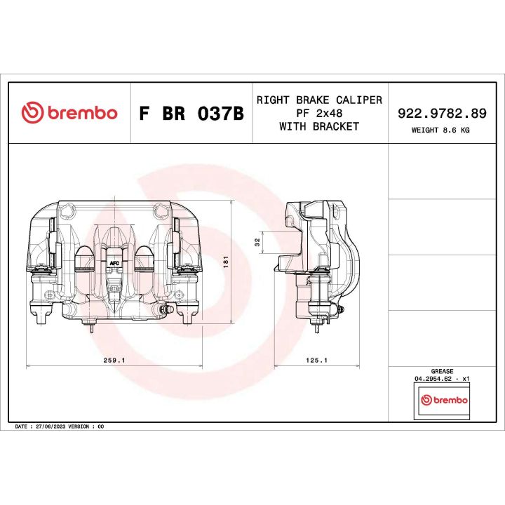 Stabdžių apkaba BREMBO F BR 037B