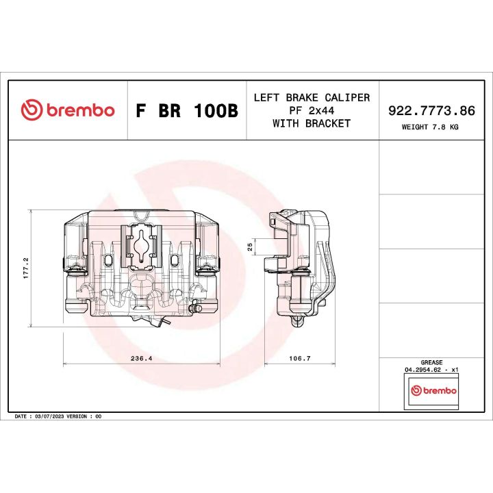Stabdžių apkaba BREMBO F BR 100B
