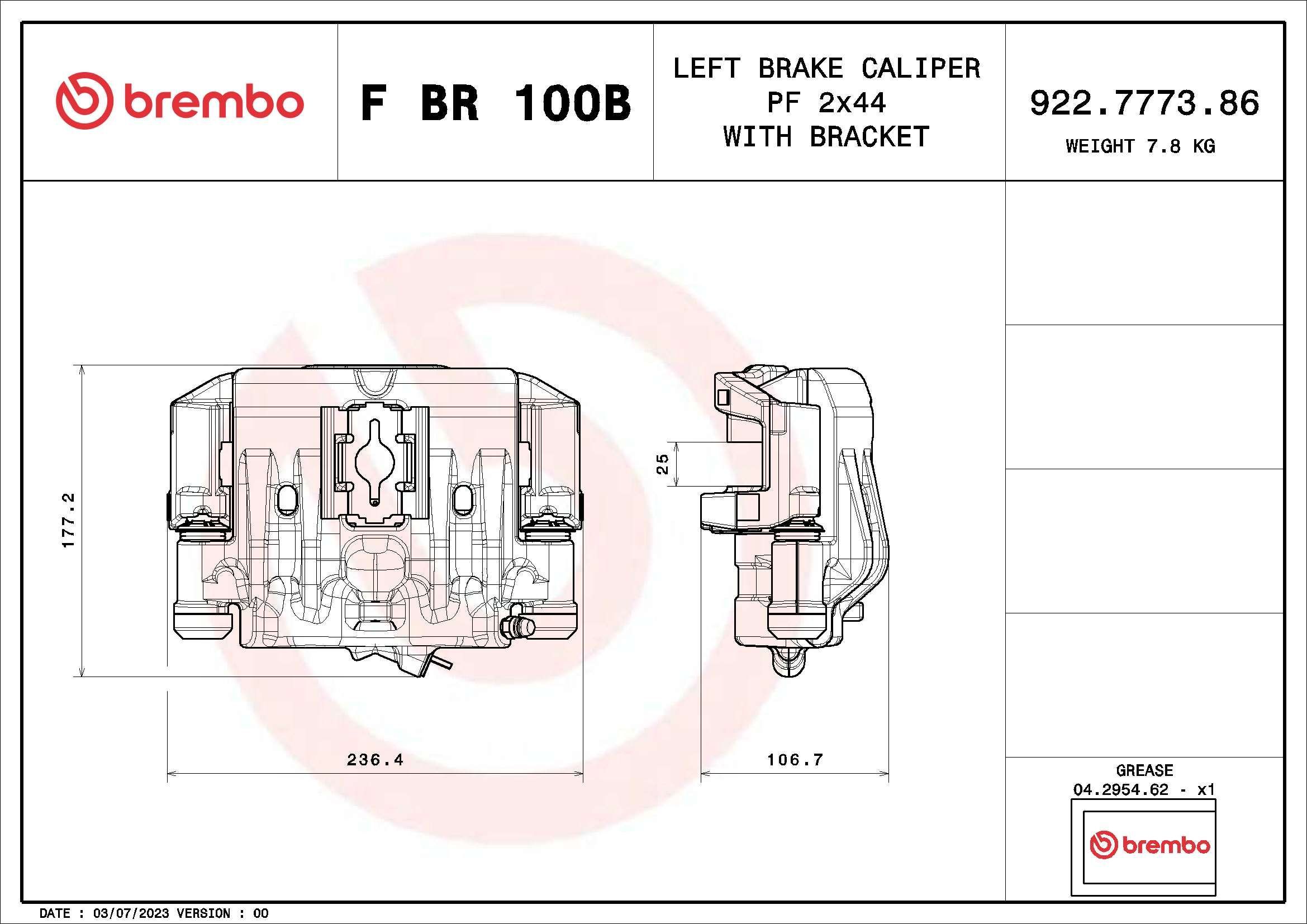 Stabdžių apkaba BREMBO F BR 100B