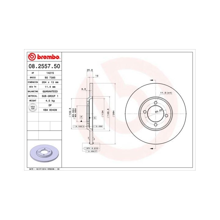 Stabdžių diskas BREMBO 08.2557.50