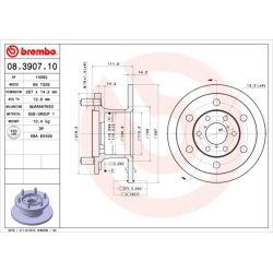 Stabdžių diskas BREMBO 08.3907.10