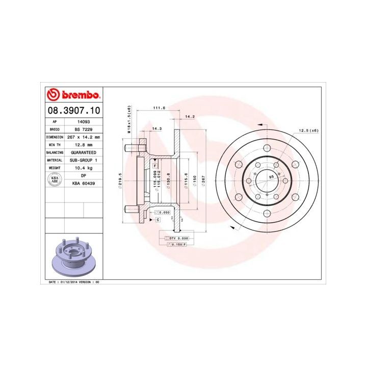Stabdžių diskas BREMBO 08.3907.10