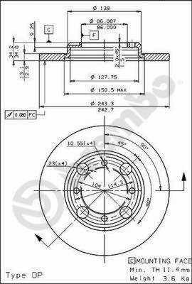 Stabdžių diskas BREMBO 08.4786.10