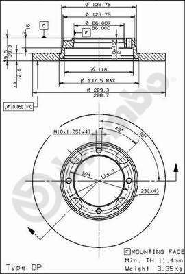 Stabdžių diskas BREMBO 08.4974.10