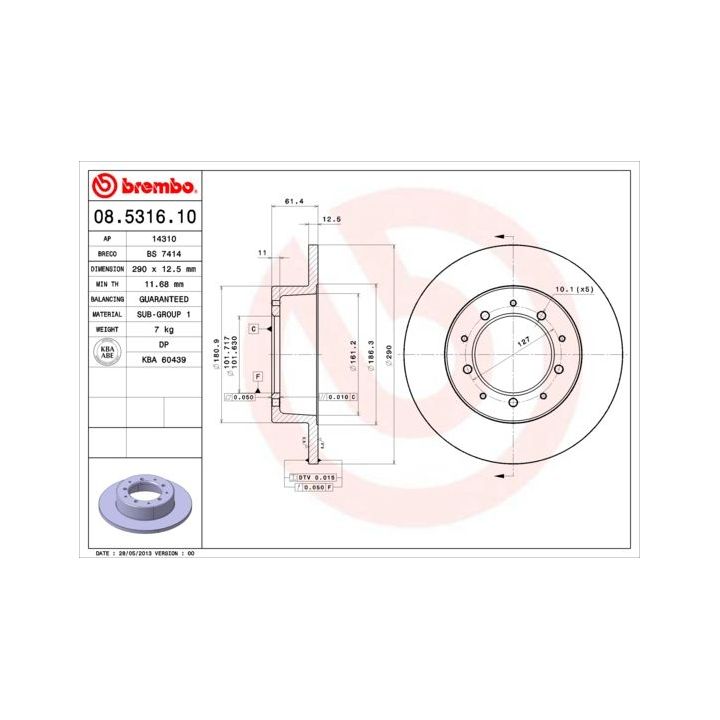 Stabdžių diskas BREMBO 08.5316.10