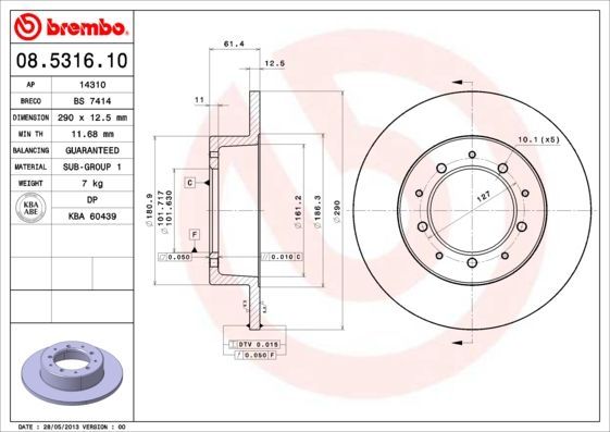 Stabdžių diskas BREMBO 08.5316.10