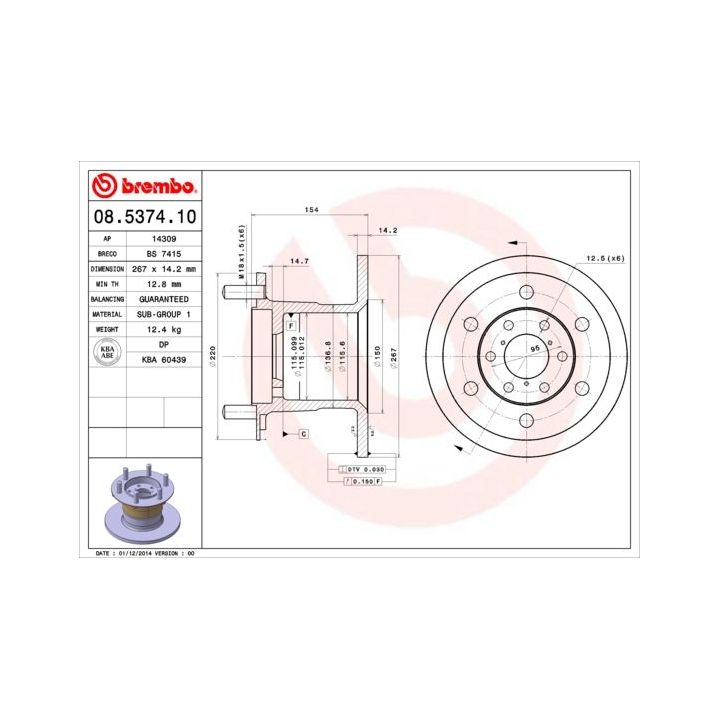 Stabdžių diskas BREMBO 08.5374.10