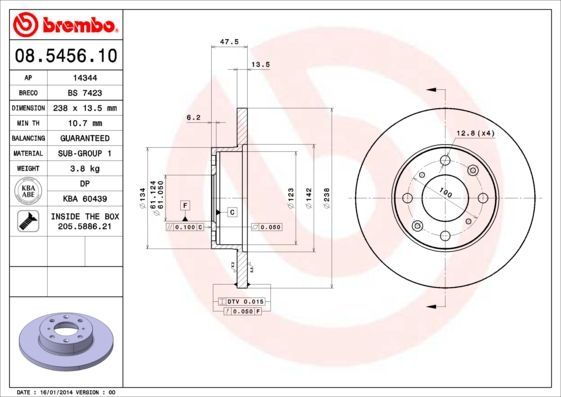 Stabdžių diskas BREMBO 08.5456.10