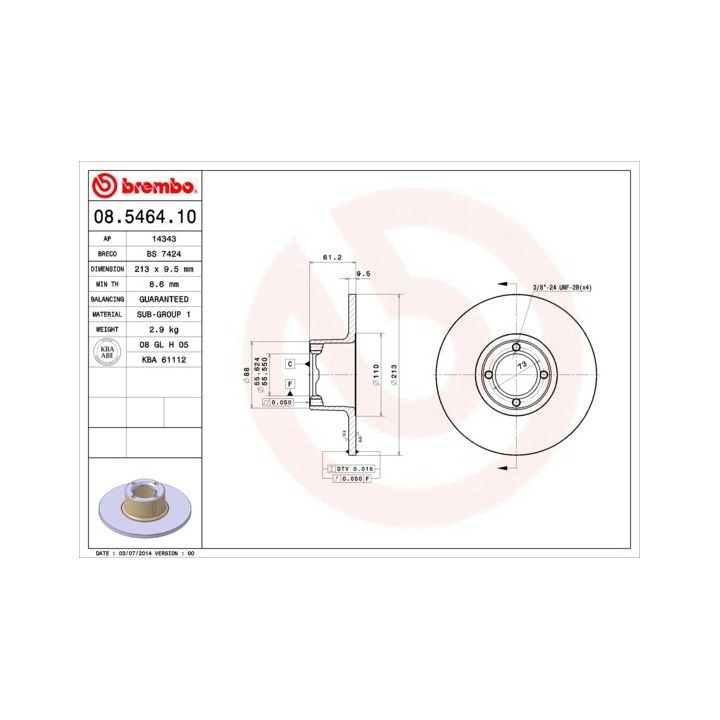 Stabdžių diskas BREMBO 08.5464.10