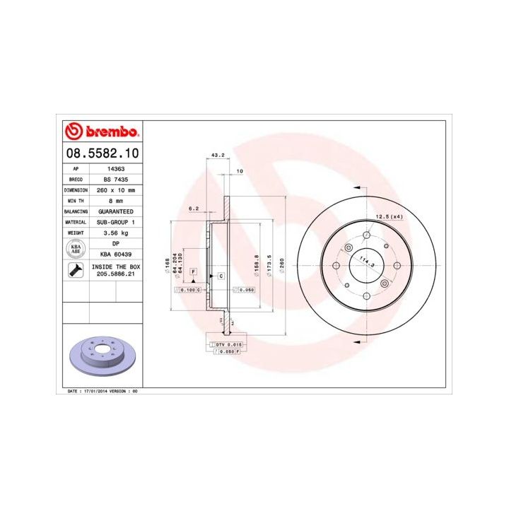 Stabdžių diskas BREMBO 08.5582.10