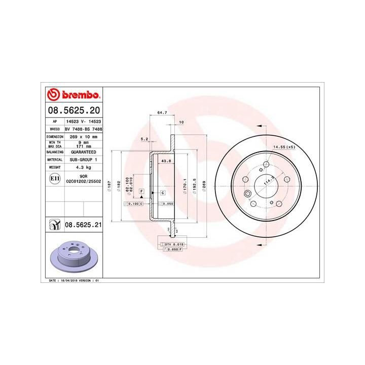 Stabdžių diskas BREMBO 08.5625.20