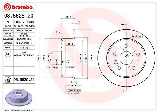 Stabdžių diskas BREMBO 08.5625.20