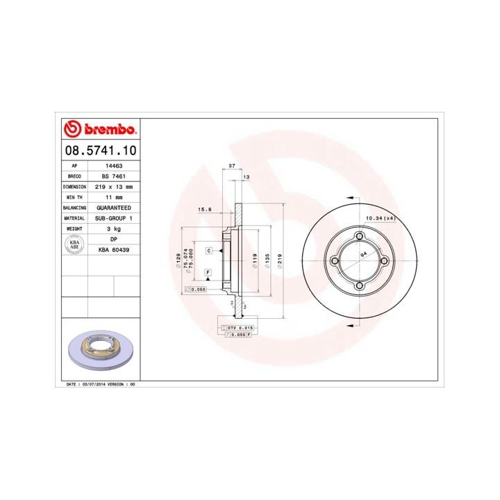 Stabdžių diskas BREMBO 08.5741.10