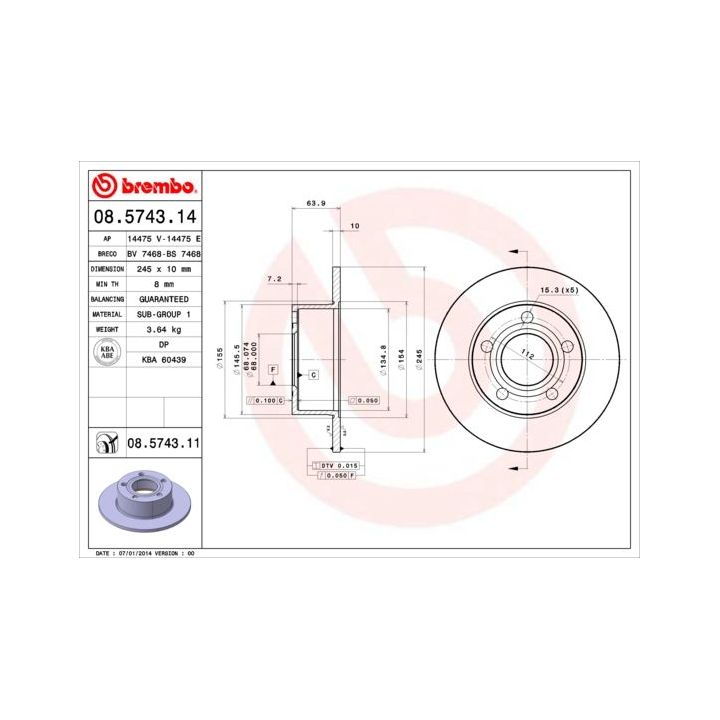 Stabdžių diskas BREMBO 08.5743.11