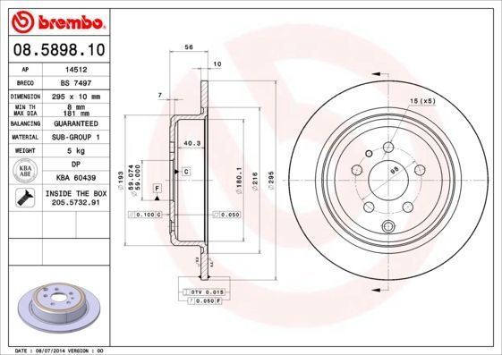 Stabdžių diskas BREMBO 08.5898.10