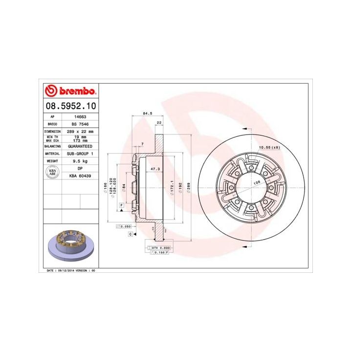 Stabdžių diskas BREMBO 08.5952.10