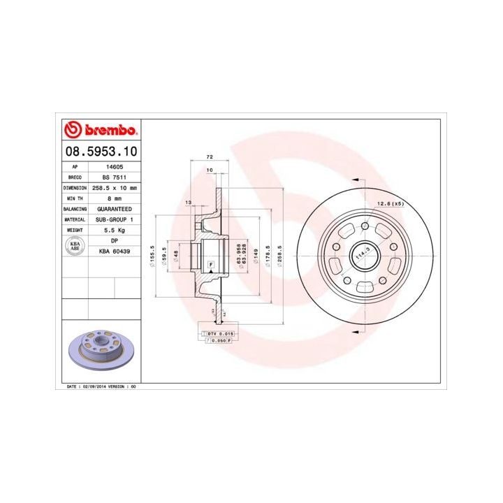 Stabdžių diskas BREMBO 08.5953.10