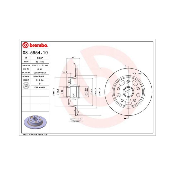 Stabdžių diskas BREMBO 08.5954.10