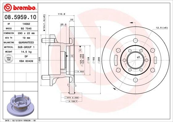 Stabdžių diskas BREMBO 08.5959.10