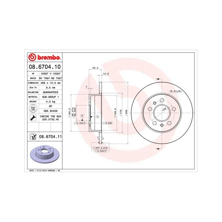 Stabdžių diskas BREMBO 08.6704.10
