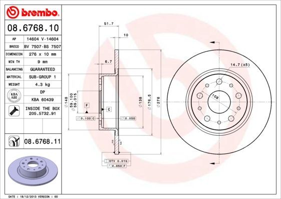 Stabdžių diskas BREMBO 08.6768.10
