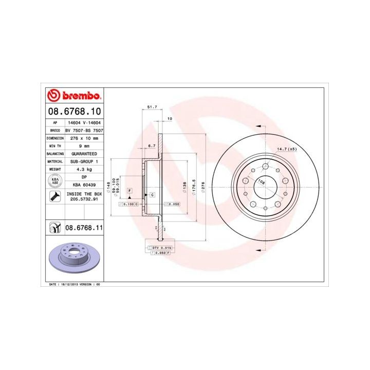 Stabdžių diskas BREMBO 08.6768.11