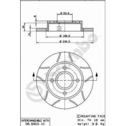 Stabdžių diskas BREMBO 08.6903.75