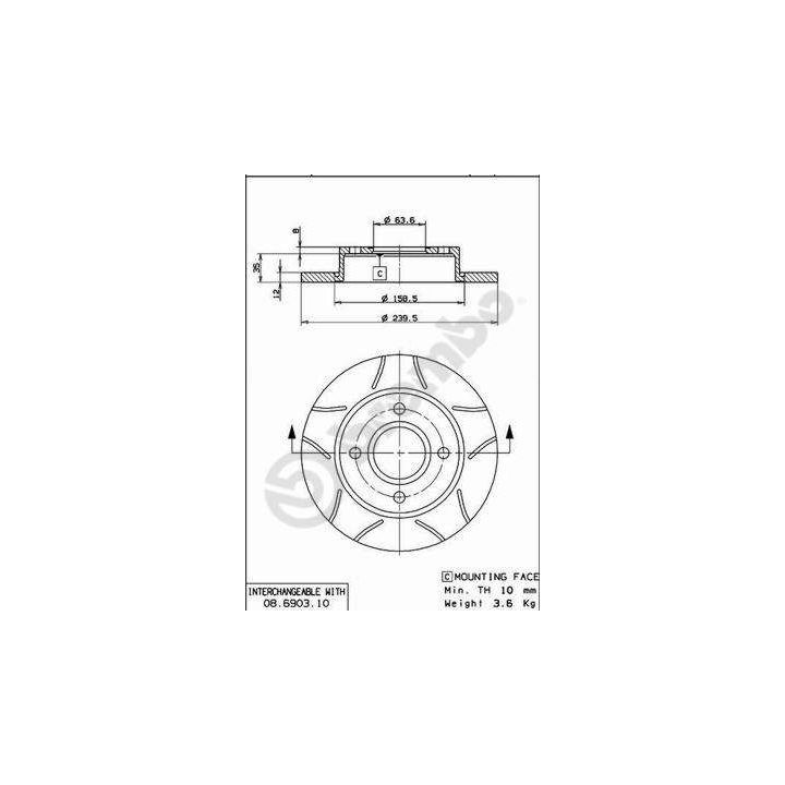 Stabdžių diskas BREMBO 08.6903.75