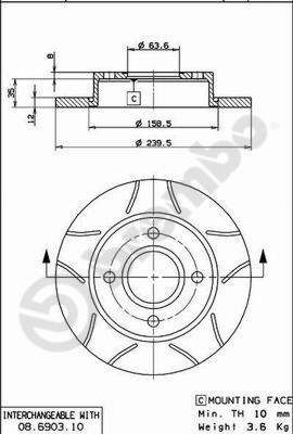 Stabdžių diskas BREMBO 08.6903.75