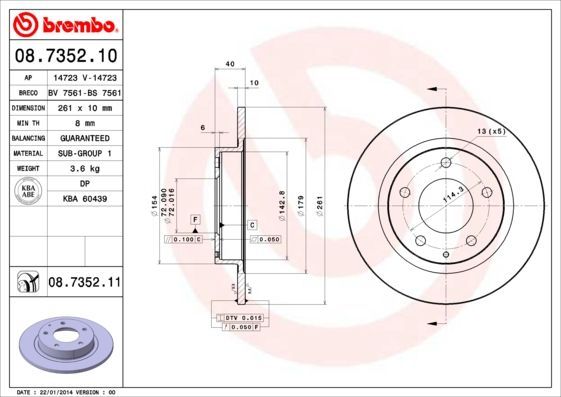 Stabdžių diskas BREMBO 08.7352.11