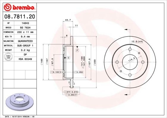 Stabdžių diskas BREMBO 08.7811.20