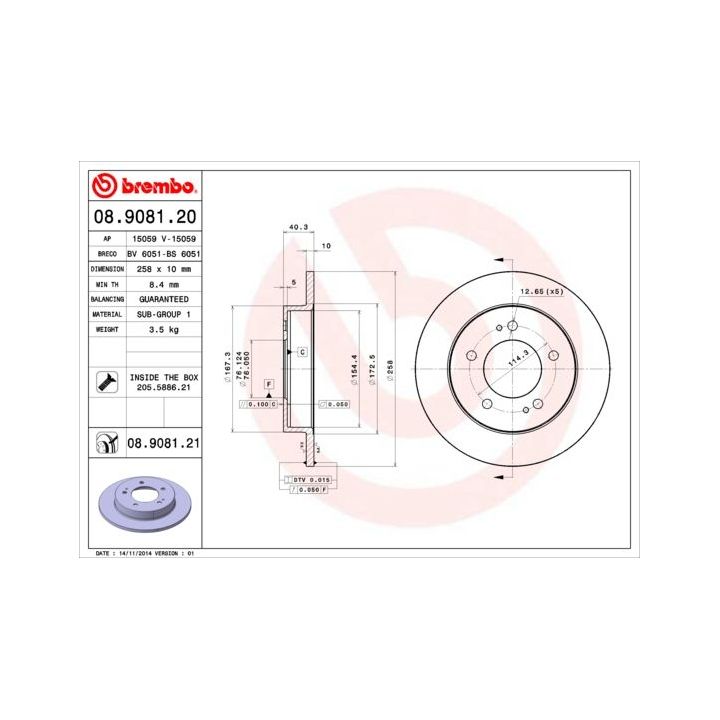Stabdžių diskas BREMBO 08.9081.21