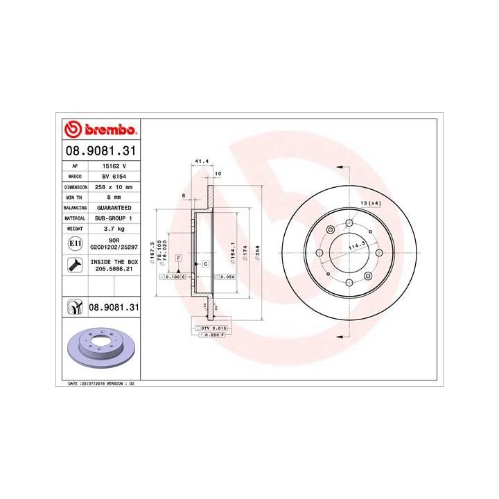 Stabdžių diskas BREMBO 08.9081.31