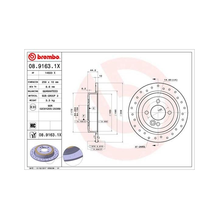 Stabdžių diskas BREMBO 08.9163.1X