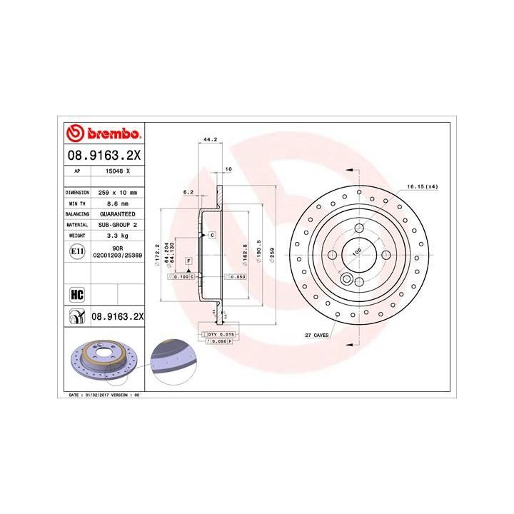 Stabdžių diskas BREMBO 08.9163.2X
