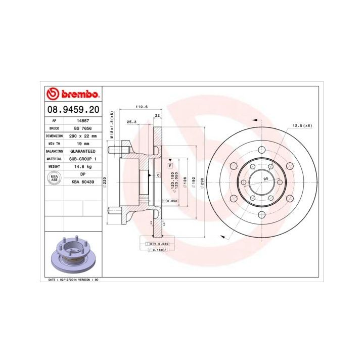 Stabdžių diskas BREMBO 08.9459.20